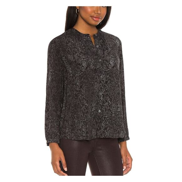 Rails Eloise Black & Grey Snakeskin Print Long Sleeve Button Down Blouse Size S - Picture 1 of 9